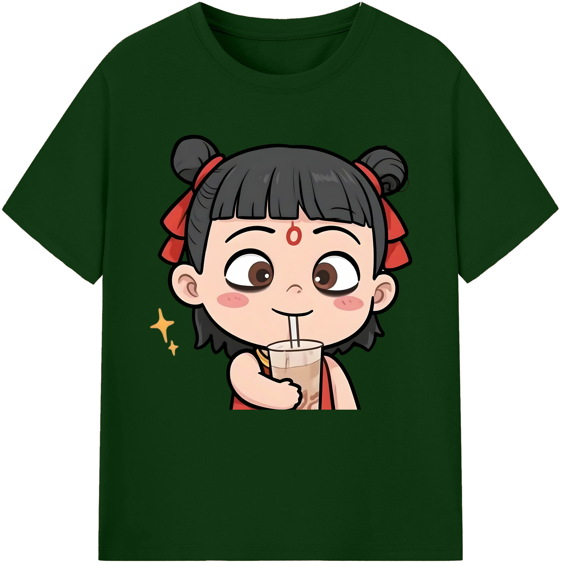 （画像用） Ne Zha 2 ナタ 魔童の大暴れ 綿100％半袖Tシャツ（フロントプリント）